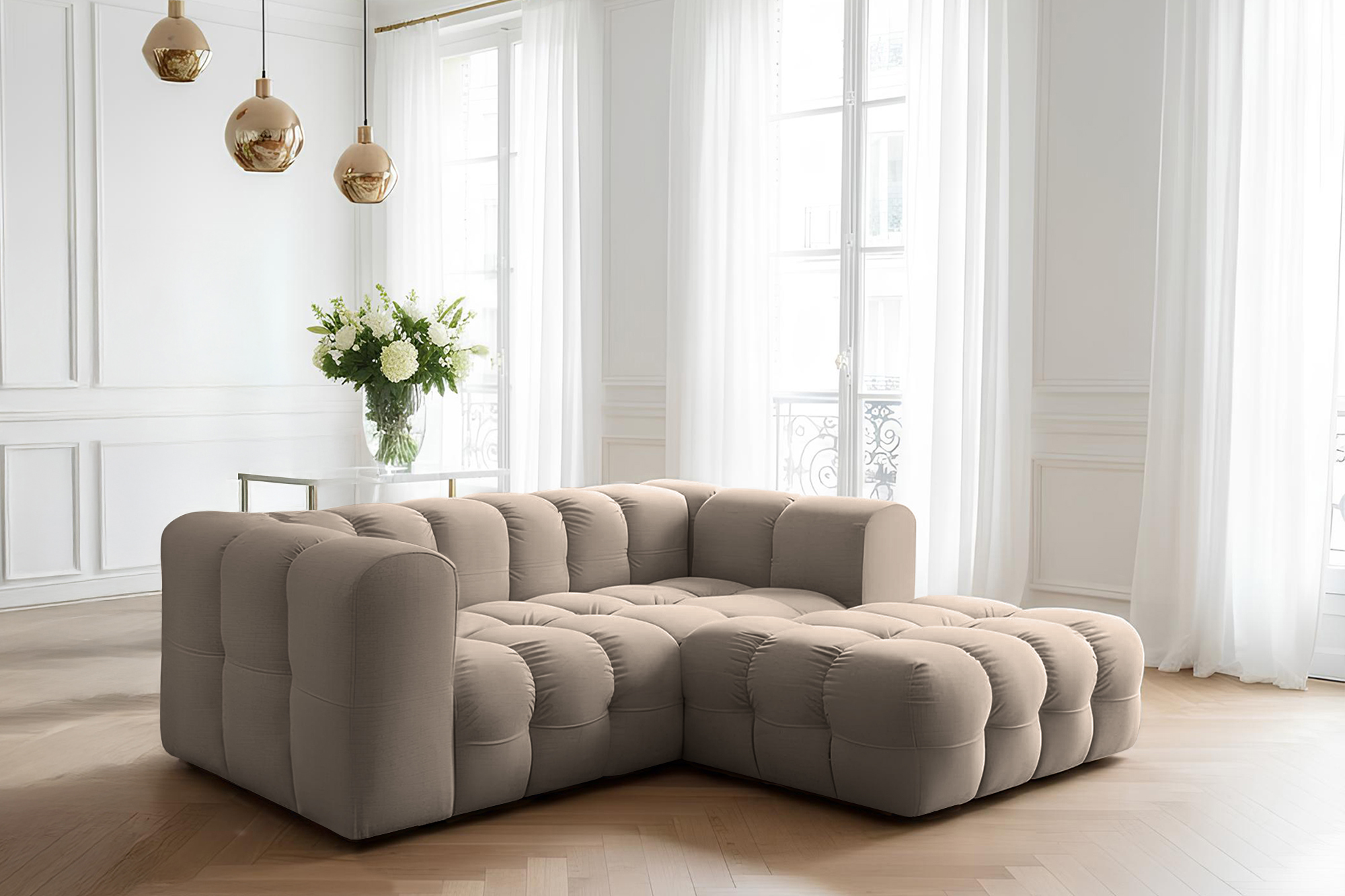 Baloo L-Form Mini Ecksofa Taupe Tiffany 29